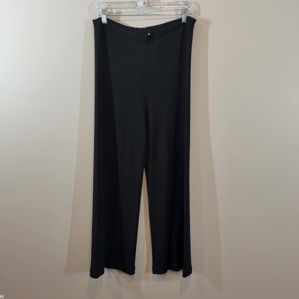 Gentry Portofino Italy Black Wide Leg Knit Pants Viscose Size IT 46